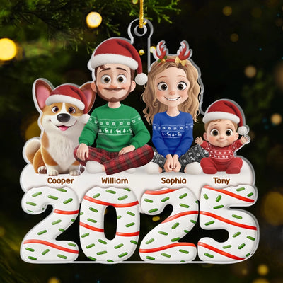 Personalisierter Acryl-Ornament – Weihnachts- oder Geburtstagsgeschenk für Familie sowie Hunde- und Katzenliebhaber – « Glück, das in jedem Moment mitschwingt »