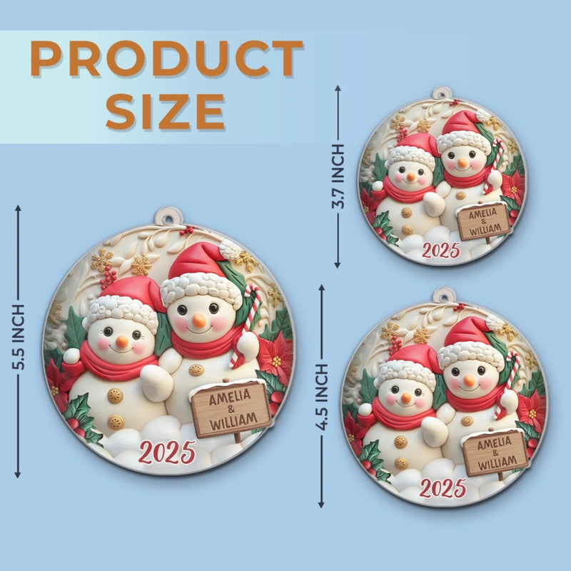 Personalisierter Schneemann-Acryl-Ornament – Weihnachts- oder Hochzeitsgeschenk für Ehemann und Ehefrau, für ihn und sie – „Schneepaar, Schneeliebe“