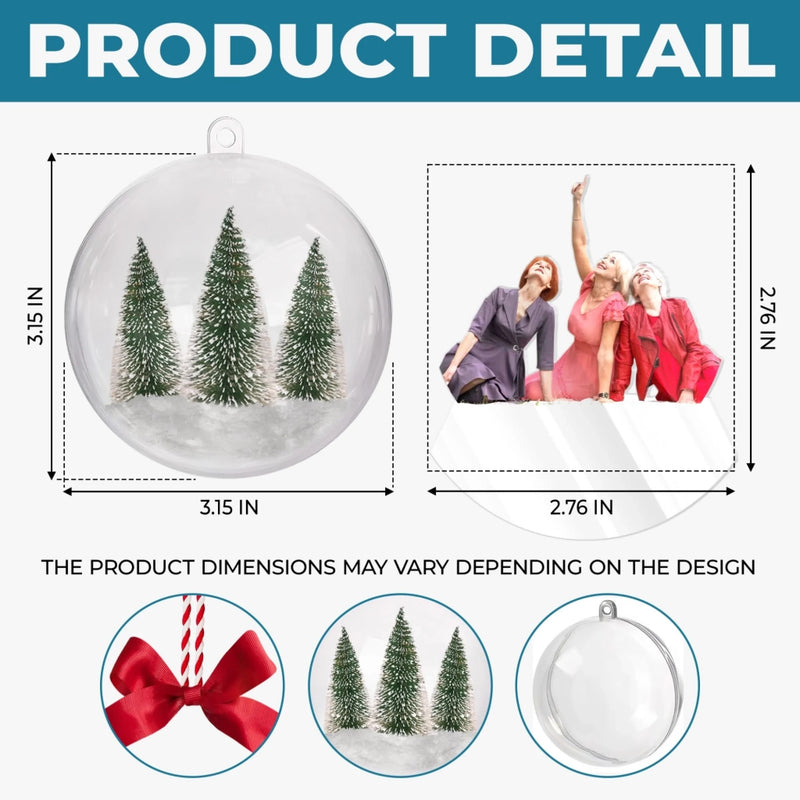 Personalisierte 3D-Acrylkugel mit Foto – Weihnachts- oder Geburtstagsgeschenk für beste Freundinnen, Schwestern, BFF – « Alles, was ich mir zu Weihnachten wünsche, sind wir »
