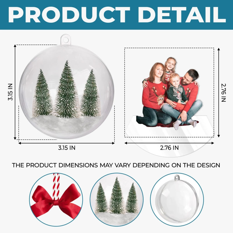 Personalisierte 3D-Acrylkugel mit Foto – Weihnachts- oder Geburtstagsgeschenk für Mama, Papa und Kinder – « Unser größtes Geschenk sind wir füreinander »