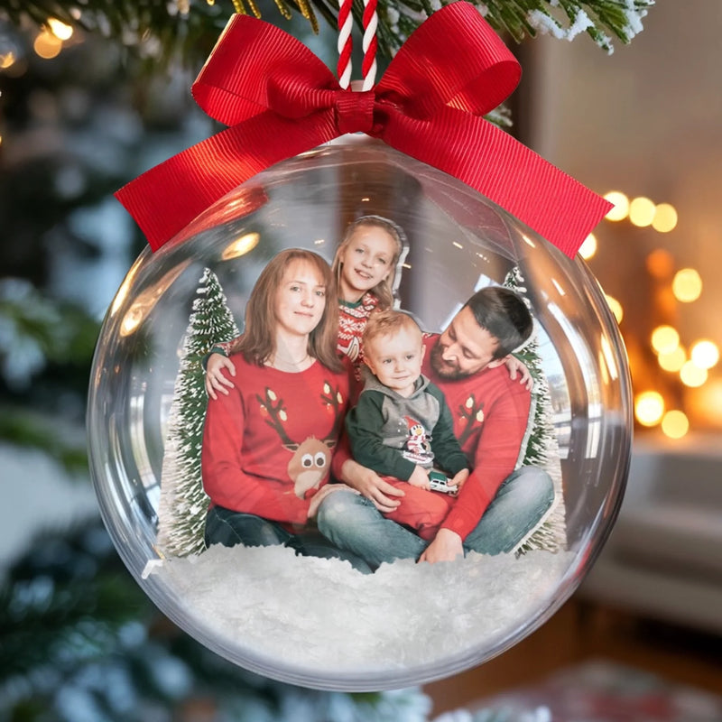 Personalisierte 3D-Acrylkugel mit Foto – Weihnachts- oder Geburtstagsgeschenk für Mama, Papa und Kinder – « Unser größtes Geschenk sind wir füreinander »