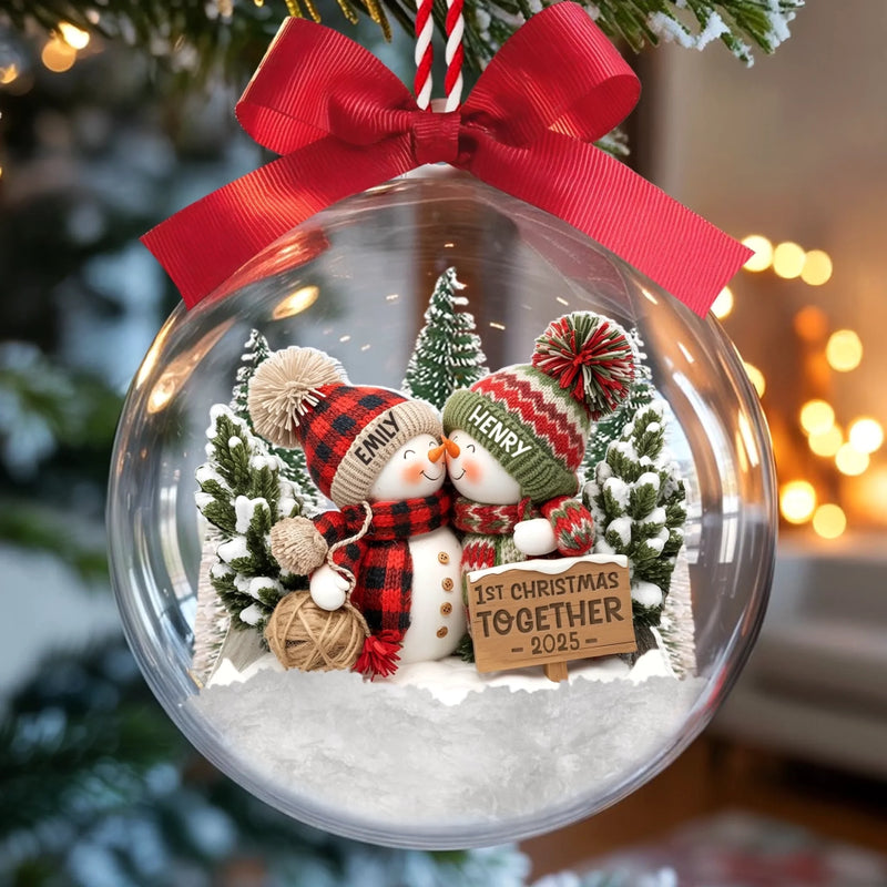 Personalisierter 3D-Acrylkugel-Ornament „Erstes Weihnachten“ – Weihnachts- oder Hochzeitsgeschenk für Ehemann und Ehefrau, für ihn und sie – „Du und ich für immer“