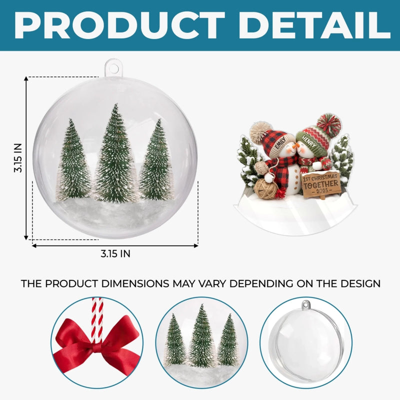 Personalisierter 3D-Acrylkugel-Ornament „Erstes Weihnachten“ – Weihnachts- oder Hochzeitsgeschenk für Ehemann und Ehefrau, für ihn und sie – „Du und ich für immer“