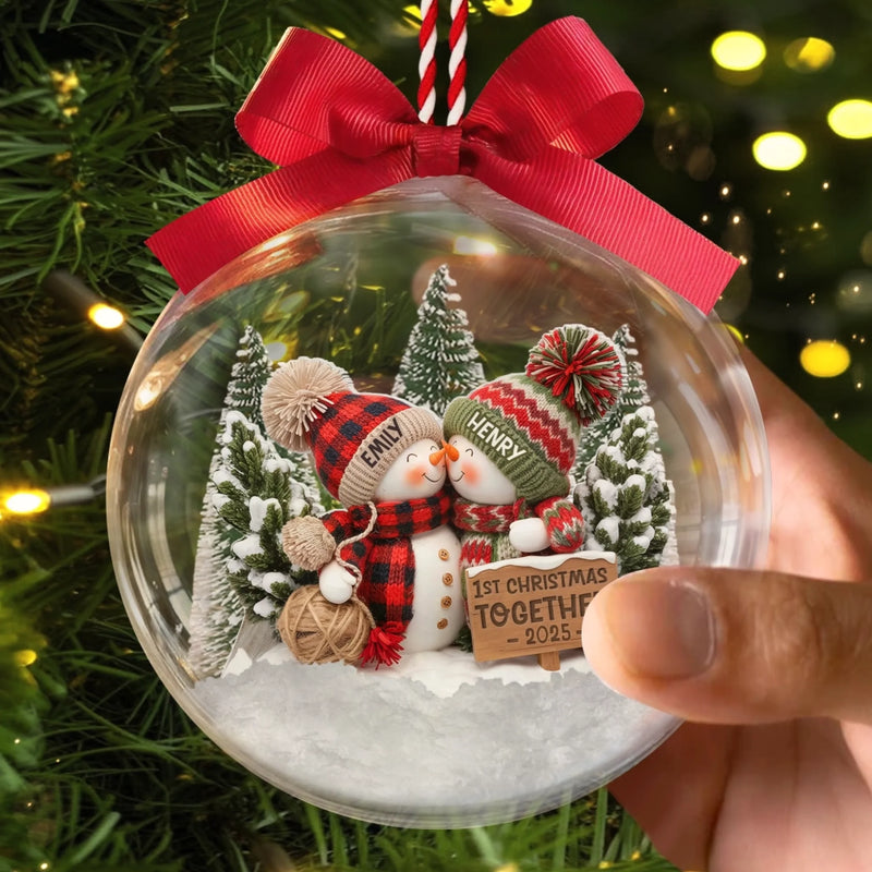 Personalisierter 3D-Acrylkugel-Ornament „Erstes Weihnachten“ – Weihnachts- oder Hochzeitsgeschenk für Ehemann und Ehefrau, für ihn und sie – „Du und ich für immer“