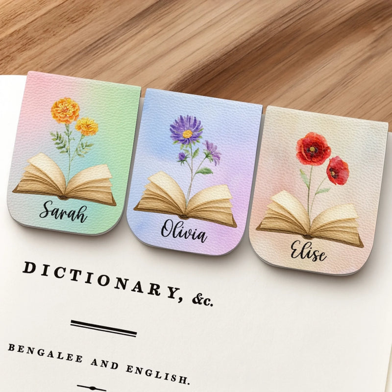 Personalisierbares Leder-Magnet-Lesezeichen – Geschenk für Bücherliebhaber, Leseratten und Vielleser – „Lesen ist meine Superkraft“