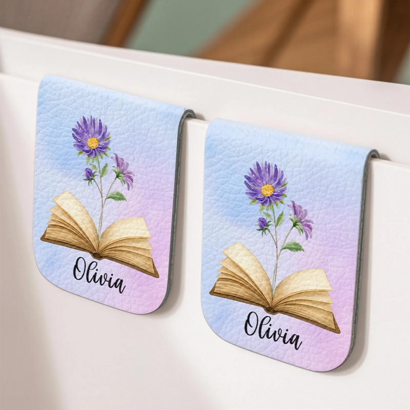 Personalisierbares Leder-Magnet-Lesezeichen – Geschenk für Bücherliebhaber, Leseratten und Vielleser – „Lesen ist meine Superkraft“