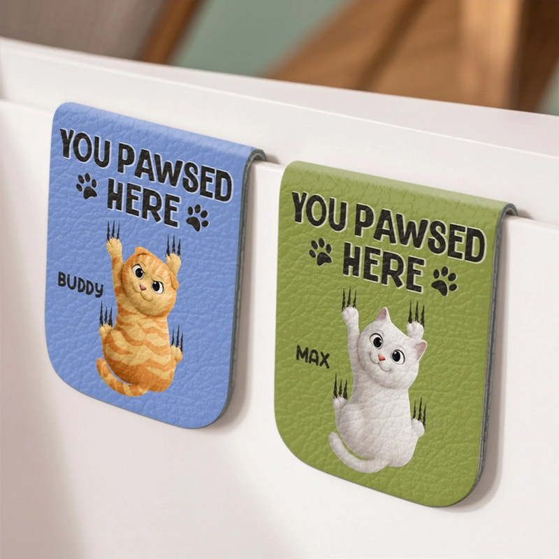 Personalisierbares Leder-Magnet-Lesezeichen – Geschenk für Bücherliebhaber, Leseratten sowie Katzenmamas und -papas – „Verloren in Kapiteln“