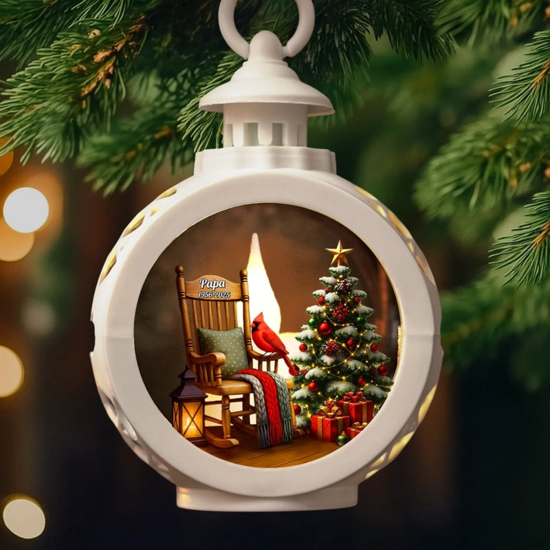 Personalisierter Laternen-Ornament mit Kerzenlicht – Weihnachts- und Gedenkgeschenk zum Andenken an Mama oder Papa – „Zum Gedenken an ein Leben“