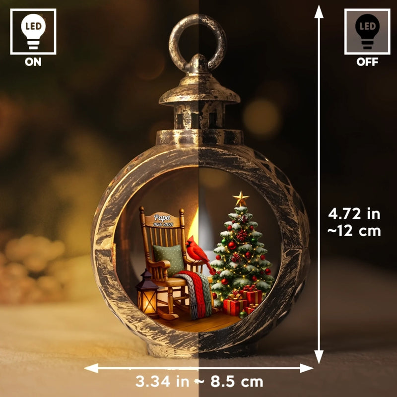 Personalisierter Laternen-Ornament mit Kerzenlicht – Weihnachts- und Gedenkgeschenk zum Andenken an Mama oder Papa – „Zum Gedenken an ein Leben“