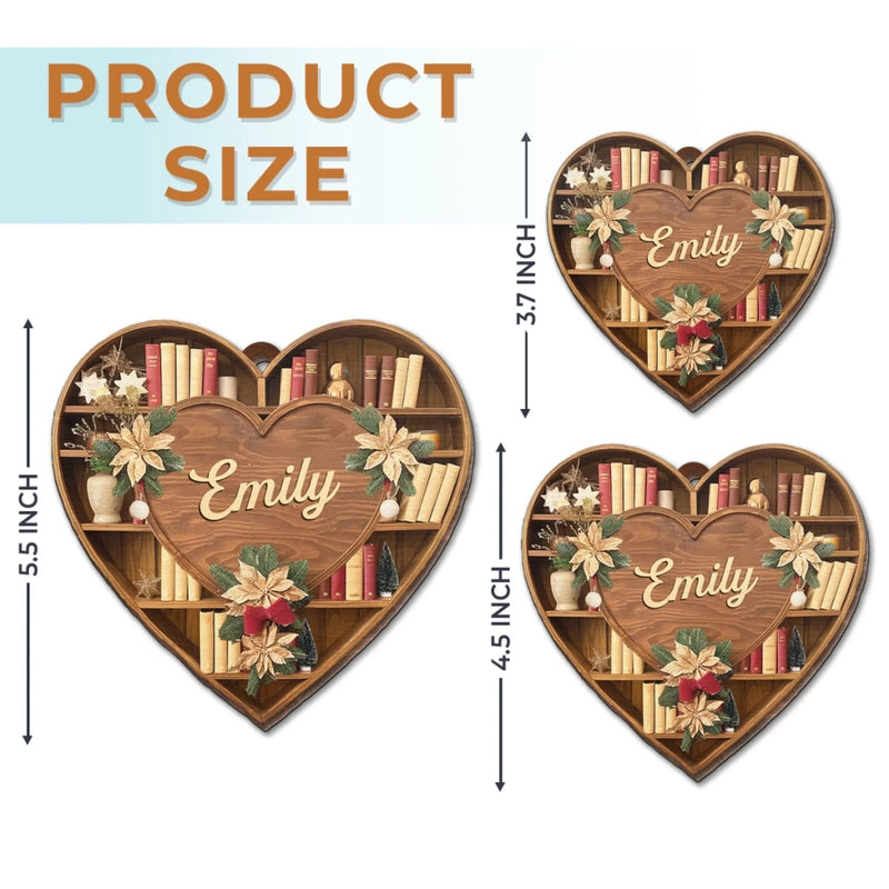 Personalisierter Holz-Ornament – Weihnachtsgeschenk für Bücherliebhaber, Leseratten und Vielleser – „Die Haltbarkeit der Liebe“