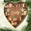 Personalisierter Holz-Ornament – Weihnachtsgeschenk für Bücherliebhaber, Leseratten und Vielleser – „Die Haltbarkeit der Liebe“