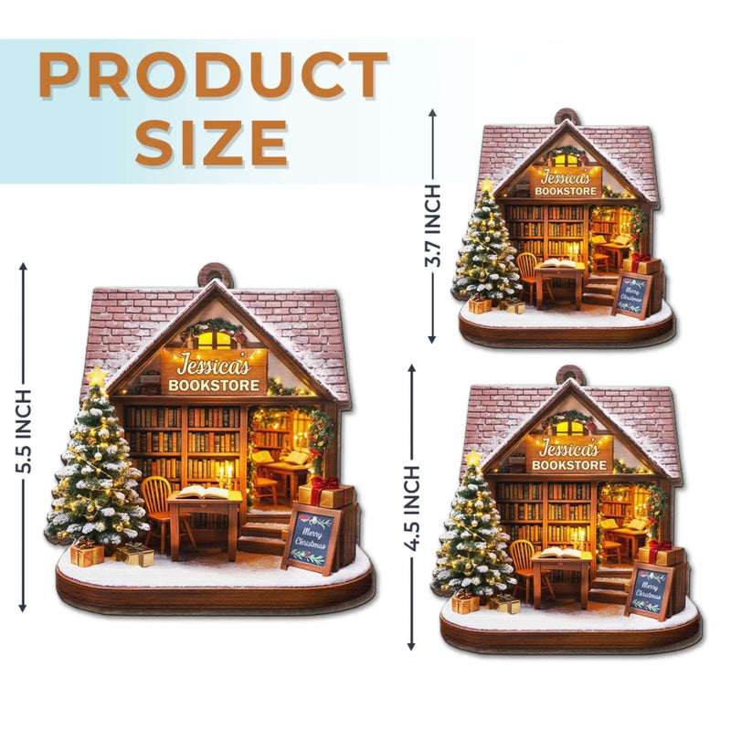 Personalisierter Holz-Ornament – Weihnachtsgeschenk für Bücherliebhaber, Leseratten und Vielleser – „Der Weihnachts­traum eines Bücherliebhabers“