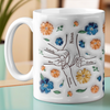 Personalisierte 3D-Tasse mit Aufbläh-Effekt – Familiengeschenk zum Muttertag für Mama und Oma – „Halte meine Hand, halte mein Herz“
