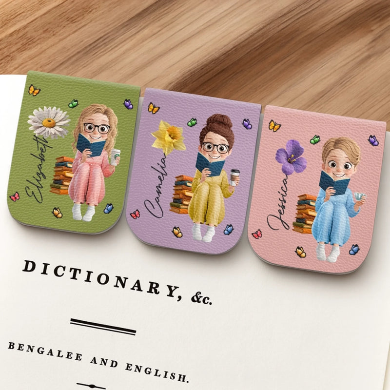 Personalisierbares Leder-Magnet-Lesezeichen – Geschenk für Bücherliebhaber, Leseratten und Vielleser – „Kapitel bewahren Magie“