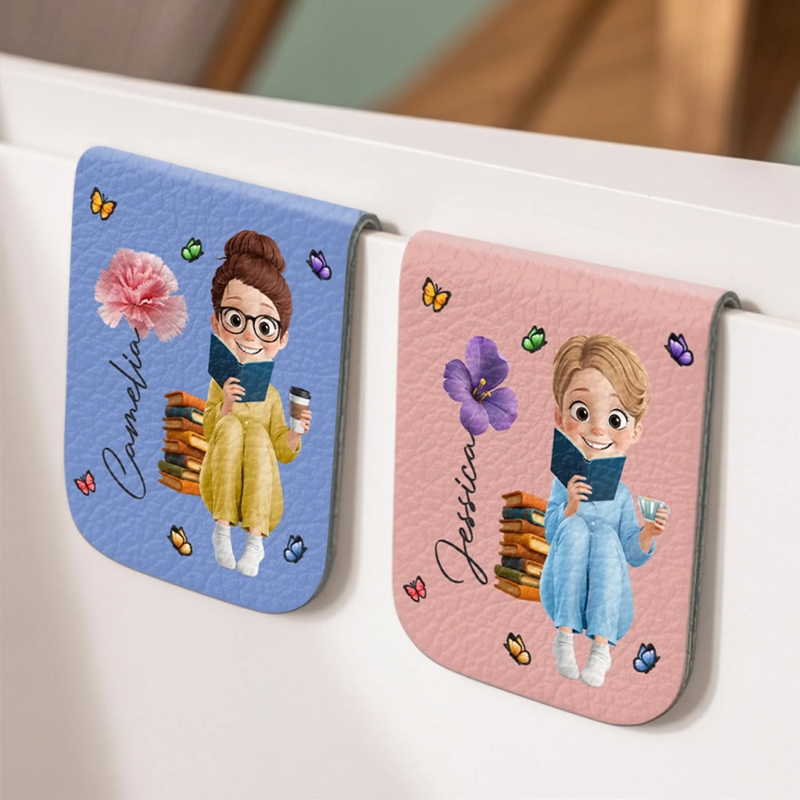Personalisierbares Leder-Magnet-Lesezeichen – Geschenk für Bücherliebhaber, Leseratten und Vielleser – „Kapitel bewahren Magie“