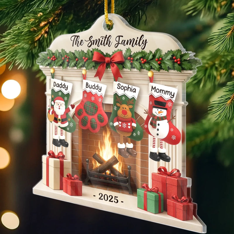 Custom Acrylic Ornament - Personalized Christmas Birthday Gifts For Mom, Dad, Brother, Sister, Kids  - Christmas Glows Where Hearts Gather copy
