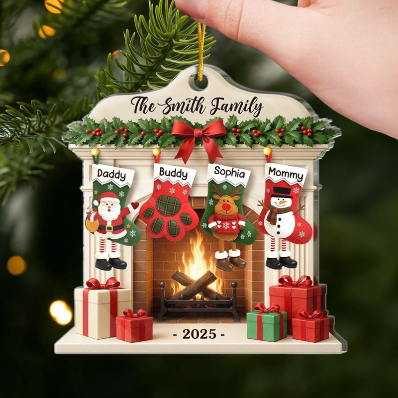 Custom Acrylic Ornament - Personalized Christmas Birthday Gifts For Mom, Dad, Brother, Sister, Kids  - Christmas Glows Where Hearts Gather copy