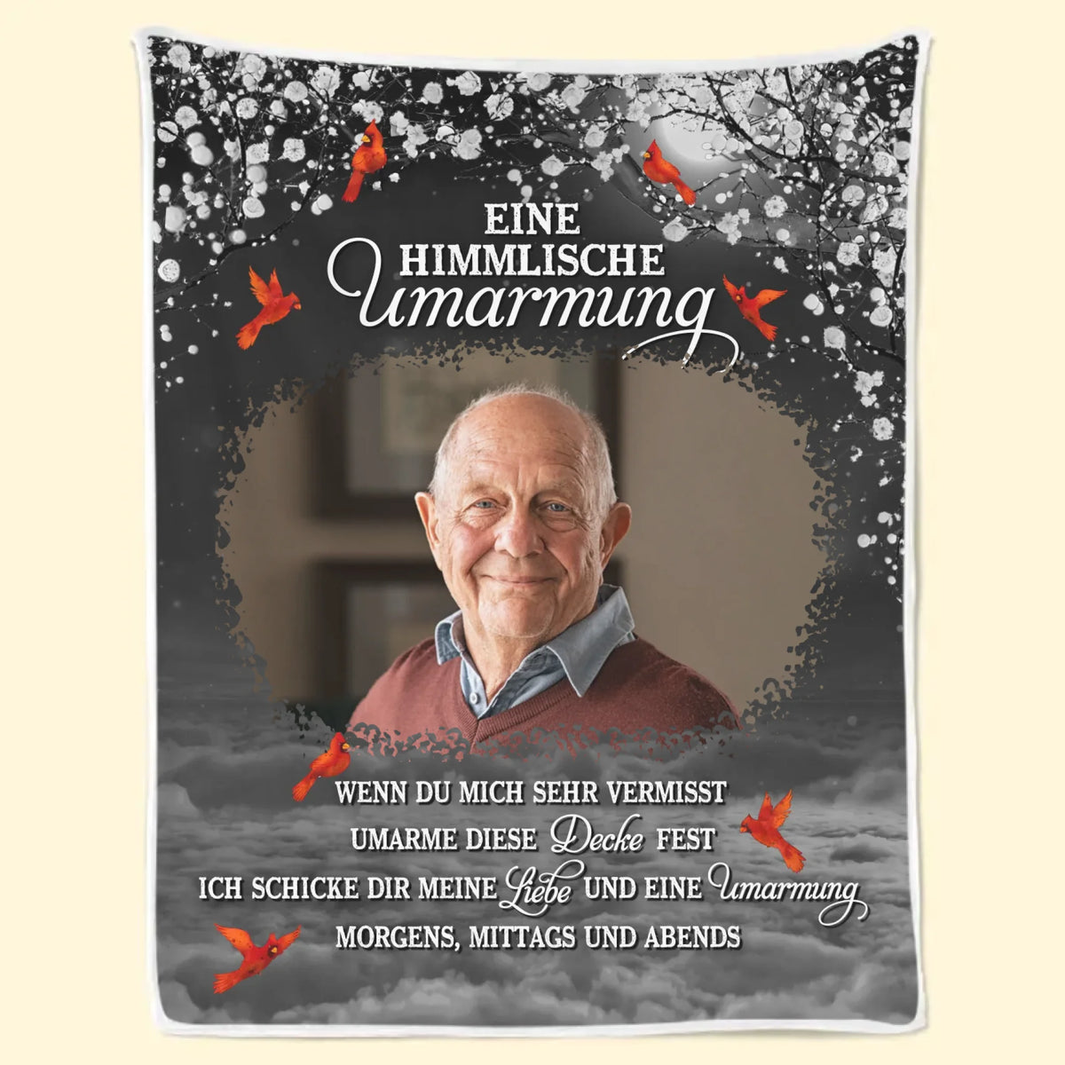 Personalisierte Kardinal-fotodecke – Gedenk- Und Beileidsgeschenke Zu Weihnachten Für Den Verlust Von Mama, Papa – Immer In Erinnerung, Nie Vergessen