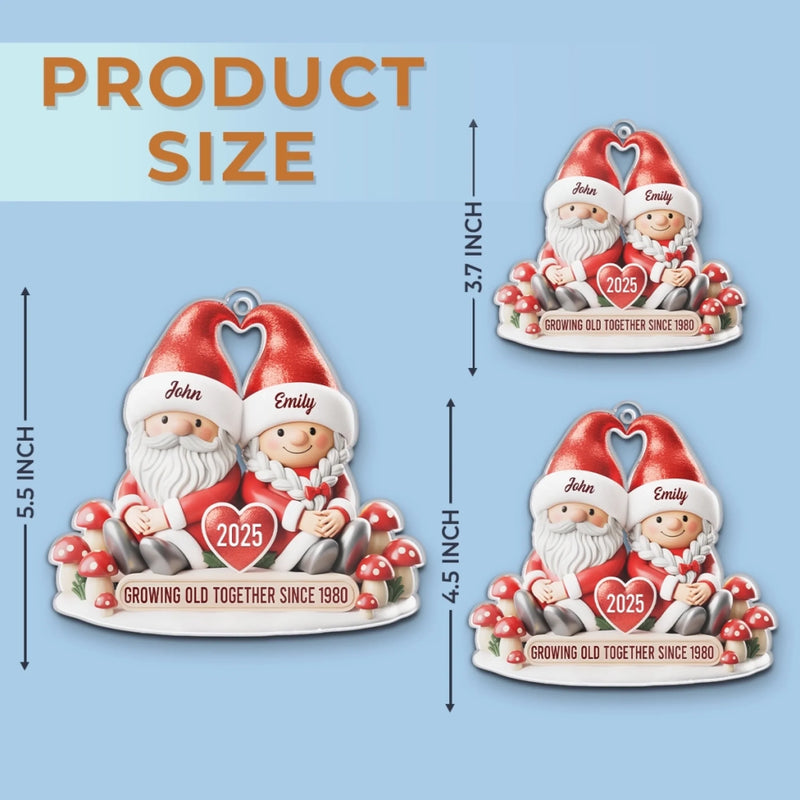 Personalisiertes Acryl-Ornament – Jubiläums-, Weihnachts- & Hochzeitsgeschenke für Ehemann & Ehefrau – Mein Happy-Ever-Gnome