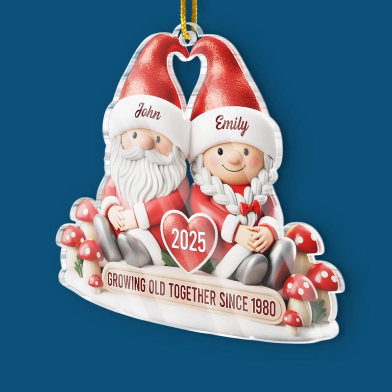 Personalisiertes Acryl-Ornament – Jubiläums-, Weihnachts- & Hochzeitsgeschenke für Ehemann & Ehefrau – Mein Happy-Ever-Gnome