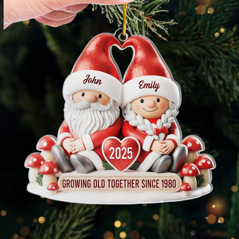 Personalisiertes Acryl-Ornament – Jubiläums-, Weihnachts- & Hochzeitsgeschenke für Ehemann & Ehefrau – Mein Happy-Ever-Gnome