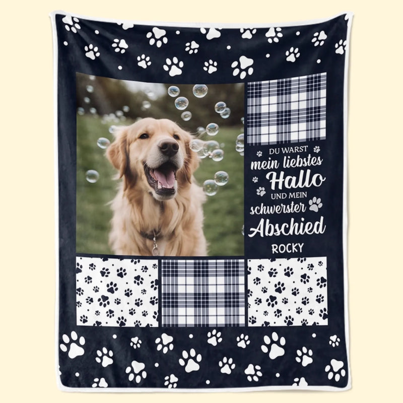 Personalisierte Foto-Decke – Personalisierte Weihnachts-Erinnerungs- und Mitgefühlsgeschenke für Hunde und Katzen – Pfoten Hinterlassen Spuren In Unseren Seelen