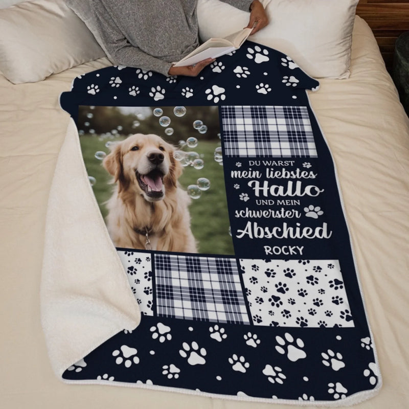 Personalisierte Foto-Decke – Personalisierte Weihnachts-Erinnerungs- und Mitgefühlsgeschenke für Hunde und Katzen – Pfoten Hinterlassen Spuren In Unseren Seelen
