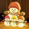 Maßgefertigte Schneemann-Lichtbox – Personalisiertes Weihnachts- oder Geburtstagsgeschenk für Großvater und Großmutter – Eine fröhliche Schneemann-Familie