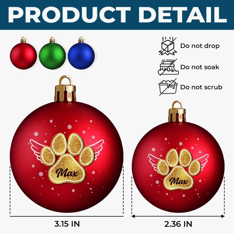 Benutzerdefinierte Farbige Weihnachtskugel – Personalisierte Haustier-Andenken- und Trauergeschenke für Hunde, Katzen – Pfoten unter den Sternen