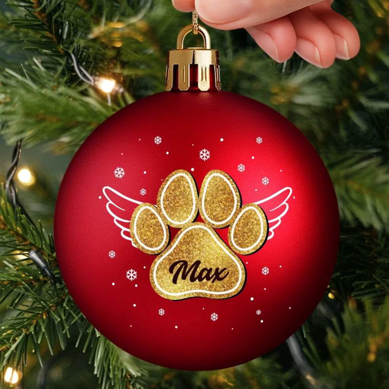 Benutzerdefinierte Farbige Weihnachtskugel – Personalisierte Haustier-Andenken- und Trauergeschenke für Hunde, Katzen – Pfoten unter den Sternen