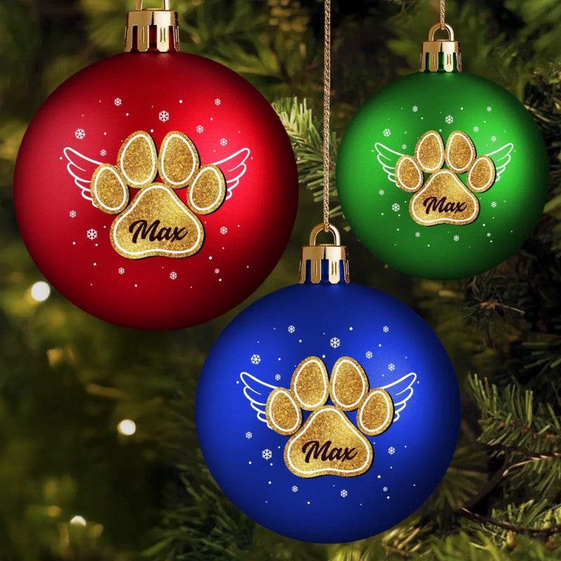 Benutzerdefinierte Farbige Weihnachtskugel – Personalisierte Haustier-Andenken- und Trauergeschenke für Hunde, Katzen – Pfoten unter den Sternen