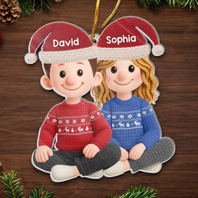 Benutzerdefiniertes Gehäkeltes Acryl-Ornament – Personalisierte Jubiläums-, Weihnachts- und Hochzeitsgeschenke für Ehemann und Ehefrau, Ihn und Sie – Verliebt verhäkelt