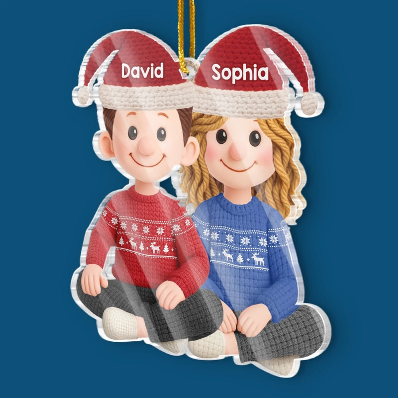 Benutzerdefiniertes Gehäkeltes Acryl-Ornament – Personalisierte Jubiläums-, Weihnachts- und Hochzeitsgeschenke für Ehemann und Ehefrau, Ihn und Sie – Verliebt verhäkelt