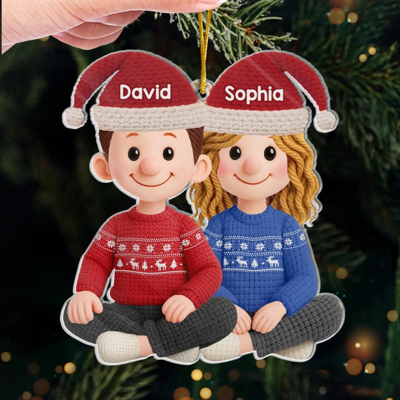 Benutzerdefiniertes Gehäkeltes Acryl-Ornament – Personalisierte Jubiläums-, Weihnachts- und Hochzeitsgeschenke für Ehemann und Ehefrau, Ihn und Sie – Verliebt verhäkelt