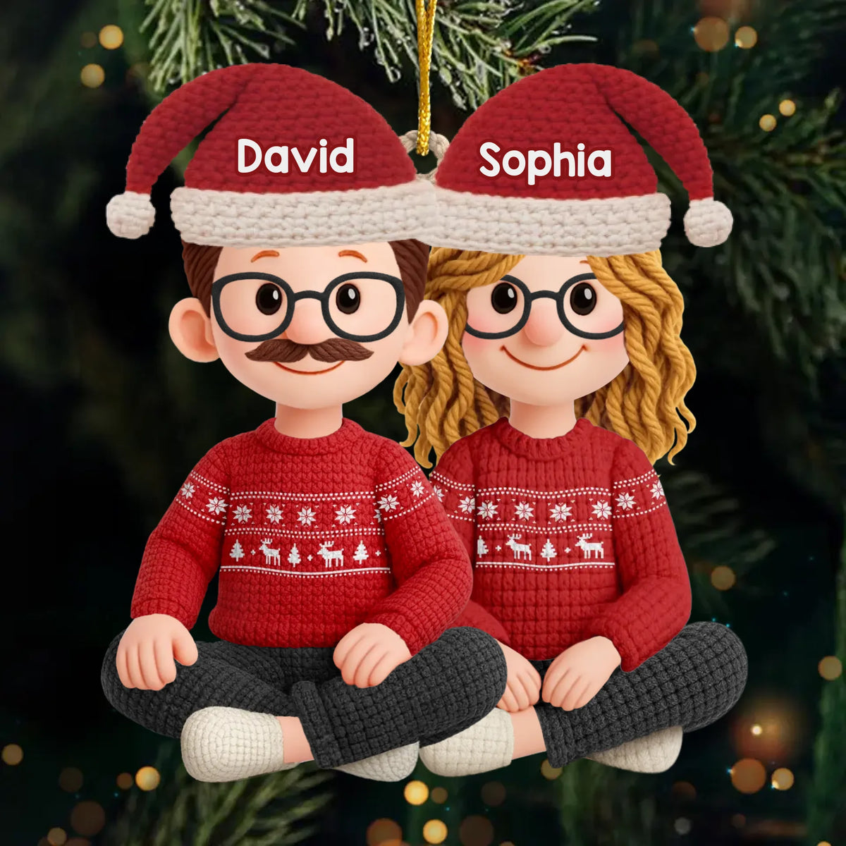 Benutzerdefiniertes Gehäkeltes Acryl-Ornament – Personalisierte Jubiläums-, Weihnachts- und Hochzeitsgeschenke für Ehemann und Ehefrau, Ihn und Sie – Verliebt verhäkelt