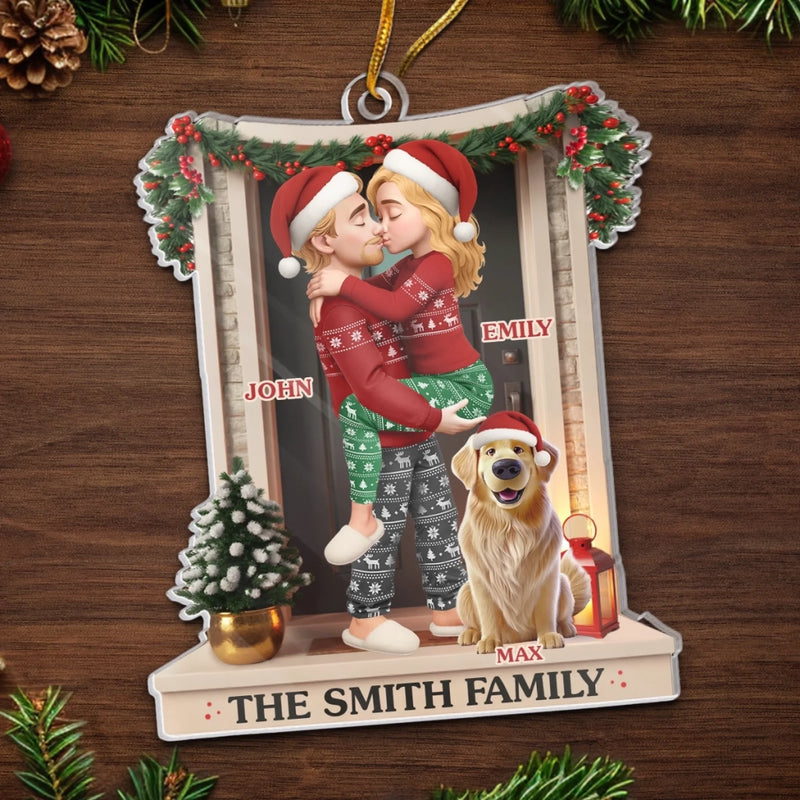 Benutzerdefiniertes Acryl-Ornament – Personalisierte Jubiläums-, Weihnachts- und Hochzeitsgeschenke für Ehemann und Ehefrau, Hundepapa und Hundemama – Liebe an der Haustür