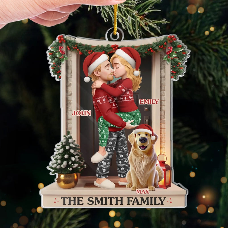 Benutzerdefiniertes Acryl-Ornament – Personalisierte Jubiläums-, Weihnachts- und Hochzeitsgeschenke für Ehemann und Ehefrau, Hundepapa und Hundemama – Liebe an der Haustür