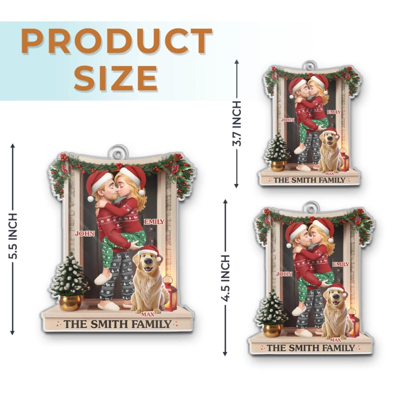 Benutzerdefiniertes Acryl-Ornament – Personalisierte Jubiläums-, Weihnachts- und Hochzeitsgeschenke für Ehemann und Ehefrau, Hundepapa und Hundemama – Liebe an der Haustür