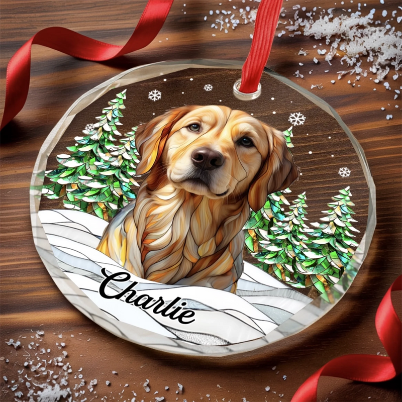 Benutzerdefiniertes Foto-Glas Ornament Kreis – Personalisierte Haustier-Weihnachts Andenken und Trauergeschenke für Hunde und Katzen – Stille Schnurrhaare hallen voller Liebe nach