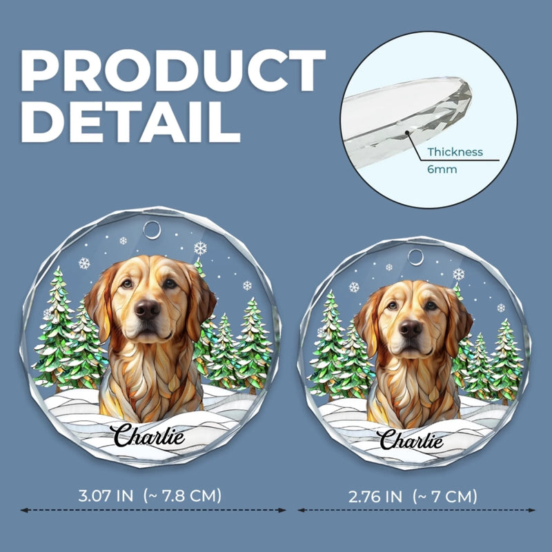 Benutzerdefiniertes Foto-Glas Ornament Kreis – Personalisierte Haustier-Weihnachts Andenken und Trauergeschenke für Hunde und Katzen – Stille Schnurrhaare hallen voller Liebe nach