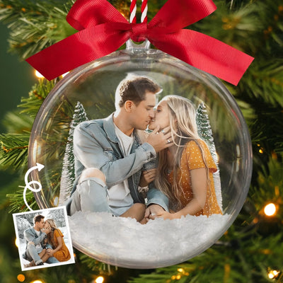 Benutzerdefiniertes 3D-Foto-Acrylkugel-Ornament – Personalisierte Jubiläums-, Weihnachts- und Hochzeitsgeschenke für Ehemann und Ehefrau, Ihn und Sie – Wahre Liebe schmilzt nie