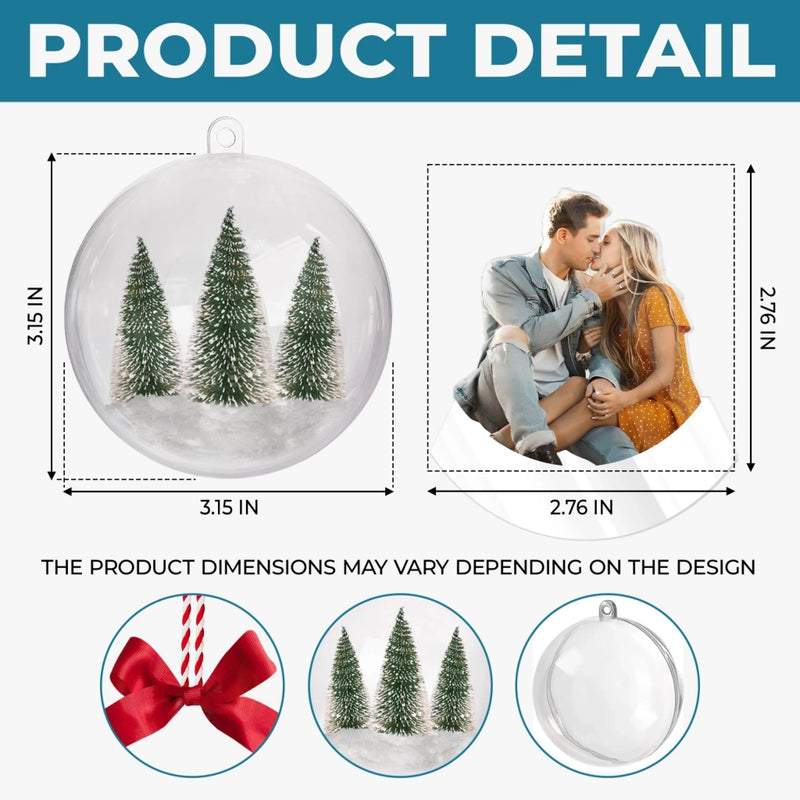 Benutzerdefiniertes 3D-Foto-Acrylkugel-Ornament – Personalisierte Jubiläums-, Weihnachts- und Hochzeitsgeschenke für Ehemann und Ehefrau, Ihn und Sie – Wahre Liebe schmilzt nie