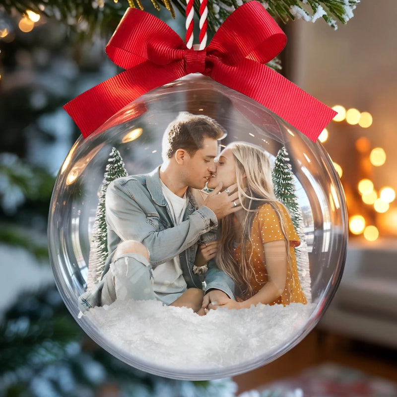 Benutzerdefiniertes 3D-Foto-Acrylkugel-Ornament – Personalisierte Jubiläums-, Weihnachts- und Hochzeitsgeschenke für Ehemann und Ehefrau, Ihn und Sie – Wahre Liebe schmilzt nie
