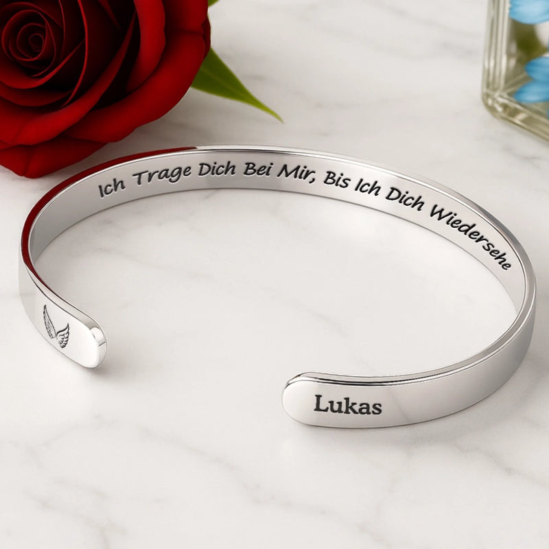 Edelstahlarmband Mit Individueller Gravur – Personalisiertes Erinnerungsgeschenk Zum Verlust Von Mama, Papa – Ich Werde Dich Bei Mir Tragen