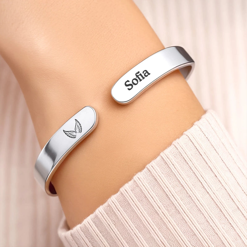 Edelstahlarmband Mit Individueller Gravur – Personalisiertes Erinnerungsgeschenk Zum Verlust Von Mama, Papa – Ich Werde Dich Bei Mir Tragen