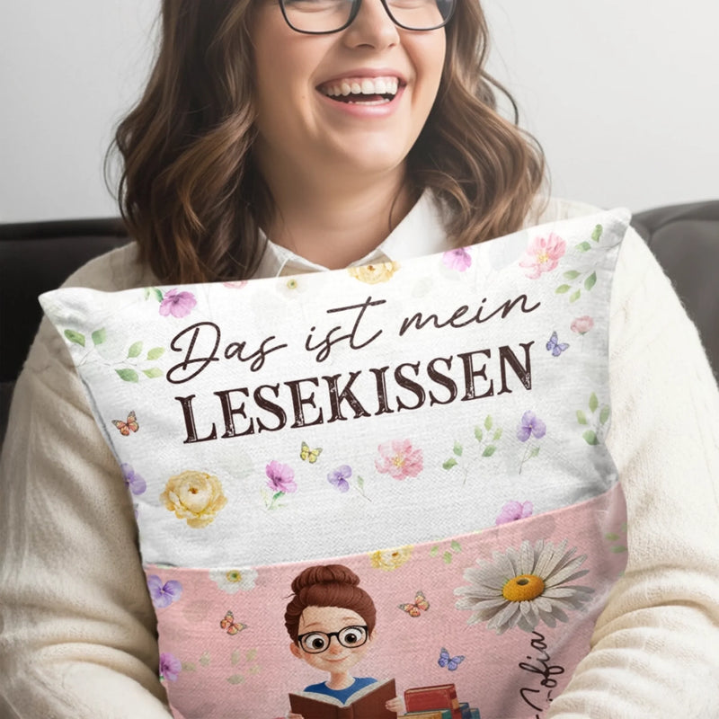 Personalisiertes Blumentaschenkissen - Geschenke Für Buchliebhaber, Bücherwürmer, Leser - Zwischen Den Seiten Finde Ich Frieden
