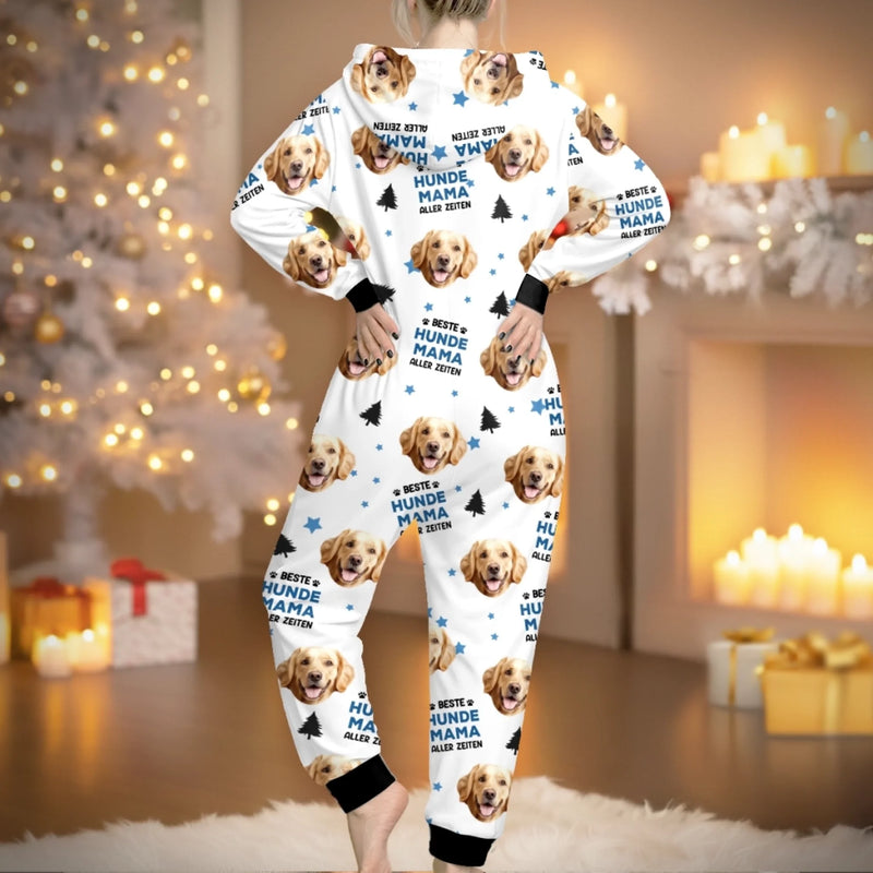 Personalisierter Onesie Für Erwachsene Mit Foto – Weihnachts- Und Geburtstagsgeschenke Für Hunde- Und Katzenliebhaber, Hundemama Und -papa, Katzenbesitzer – Nur Die Beste Hundemama-stimmung