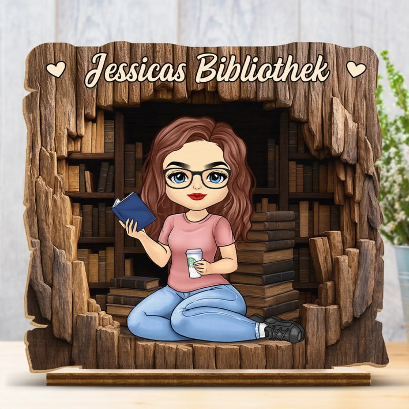 Personalisiertes Holzschild - Personalisierte Buchgeschenke Für Buchliebhaber - Willkommen In Meiner Buchecke - Schreibtischdekoration
