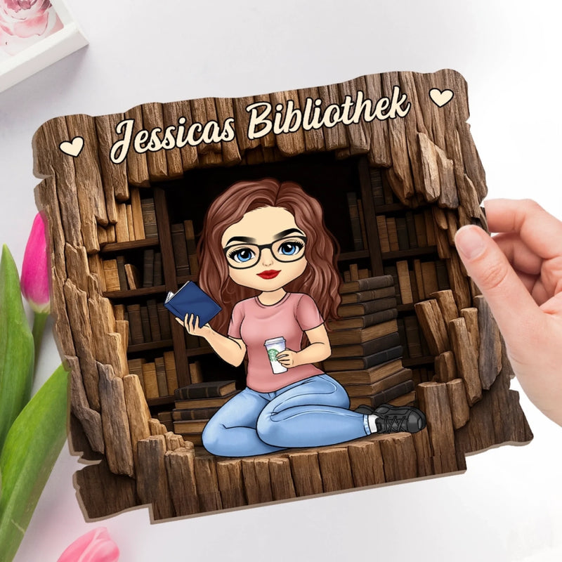 Personalisiertes Holzschild - Personalisierte Buchgeschenke Für Buchliebhaber - Willkommen In Meiner Buchecke - Schreibtischdekoration