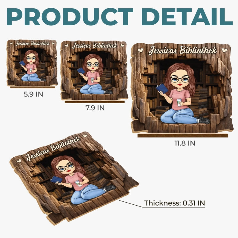 Personalisiertes Holzschild - Personalisierte Buchgeschenke Für Buchliebhaber - Willkommen In Meiner Buchecke - Schreibtischdekoration